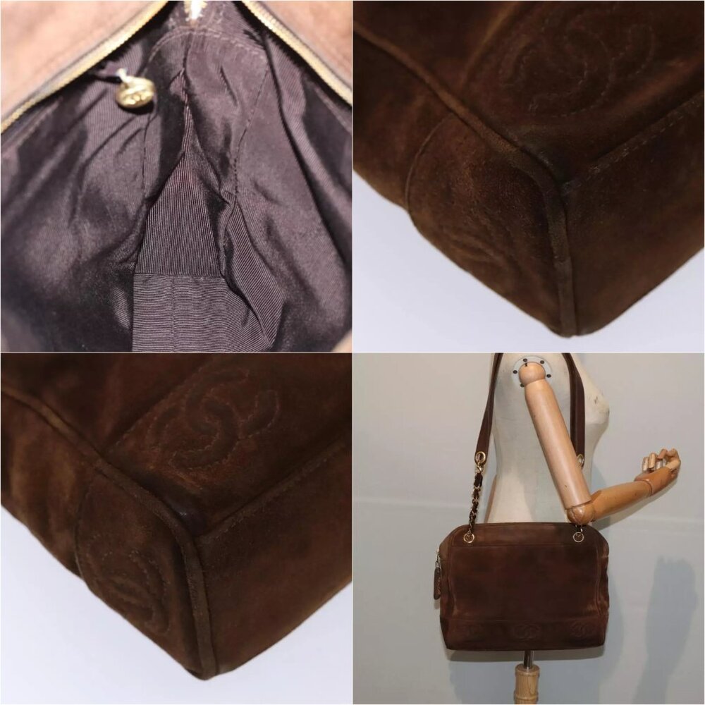 CHANEL Tote Bag Suede Brown Gold CC Auth ep5443 - Picture 15 of 16